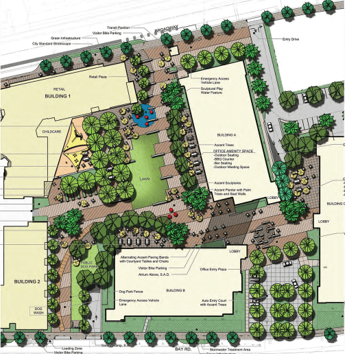 Broadway Village public space render.